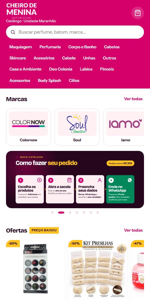 Catálogo da Cheiro de Menina no celular