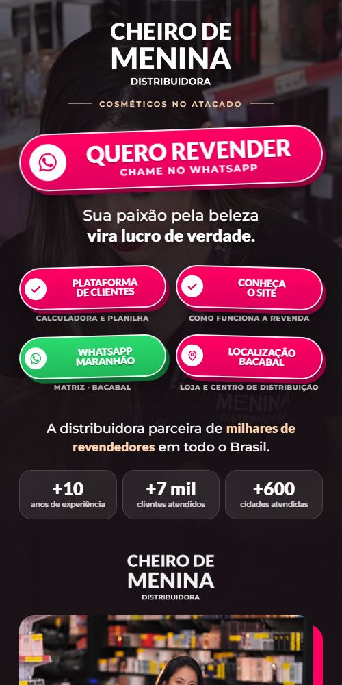 Link na bio da Cheiro de Menina